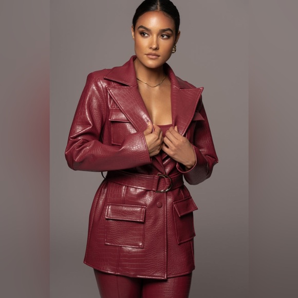 JLUXLABEL Chocolate Lyanna Croc Blazer Jacket - Picture 2 of 2